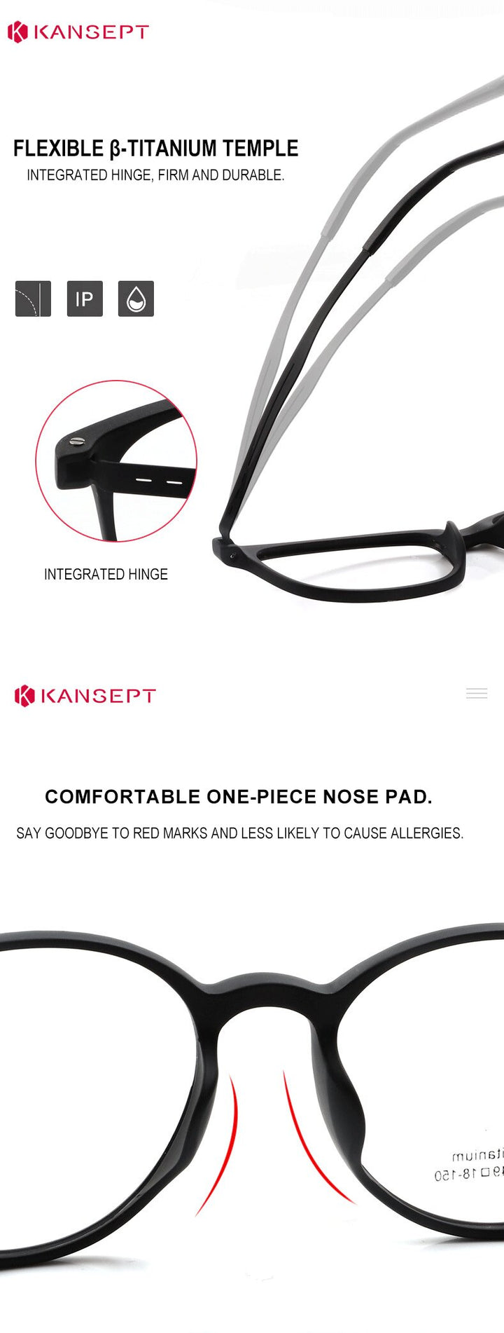 Kansept Womens Full Rim Round Tr 90 Titanium Reading Glasses 472013 — view 1 | Kansept at FuzWeb