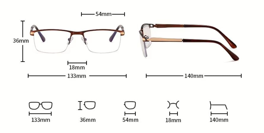 Ralferty Men's Semi Rim Square Alloy Eyeglasses 91342 Semi Rim Ralferty   