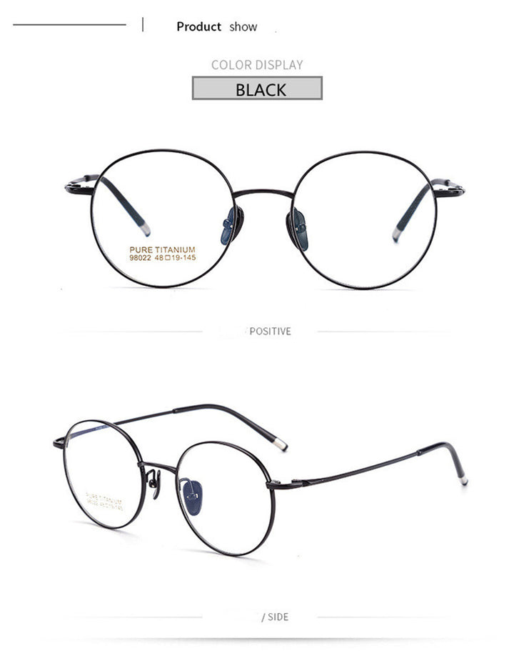 Kocolior Unisex Full Rim Small Round Titanium Eyeglasses 98022 — view 6 | Kocolior at FuzWeb