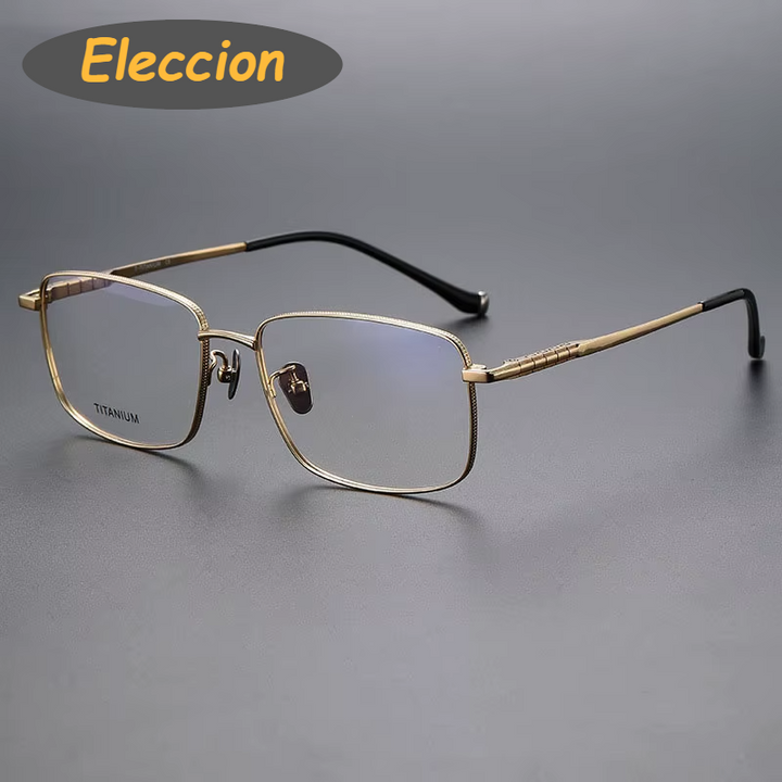 Eleccion Women's Full Rim Polygon Square Titanium Eyeglasses 80902 Full Rim Eleccion Gold