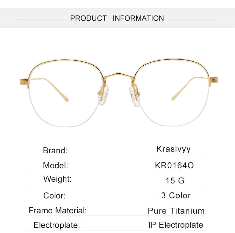 Krasivyy Womens Semi Rim Oval Polygon Titanium Eyeglasses 700164 — view 1 | Krasivyy at FuzWeb