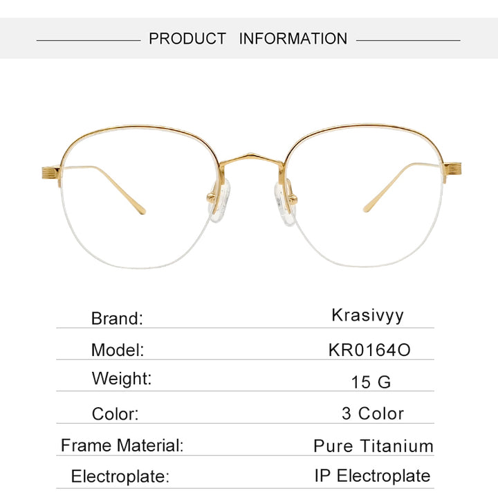 Krasivyy Womens Semi Rim Oval Polygon Titanium Eyeglasses 700164 — view 1 | Krasivyy at FuzWeb