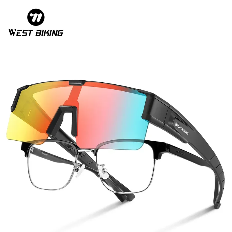 West Biking Unisex Semi Rim Square Polycarbonate Over Frame Sunglasses 930703