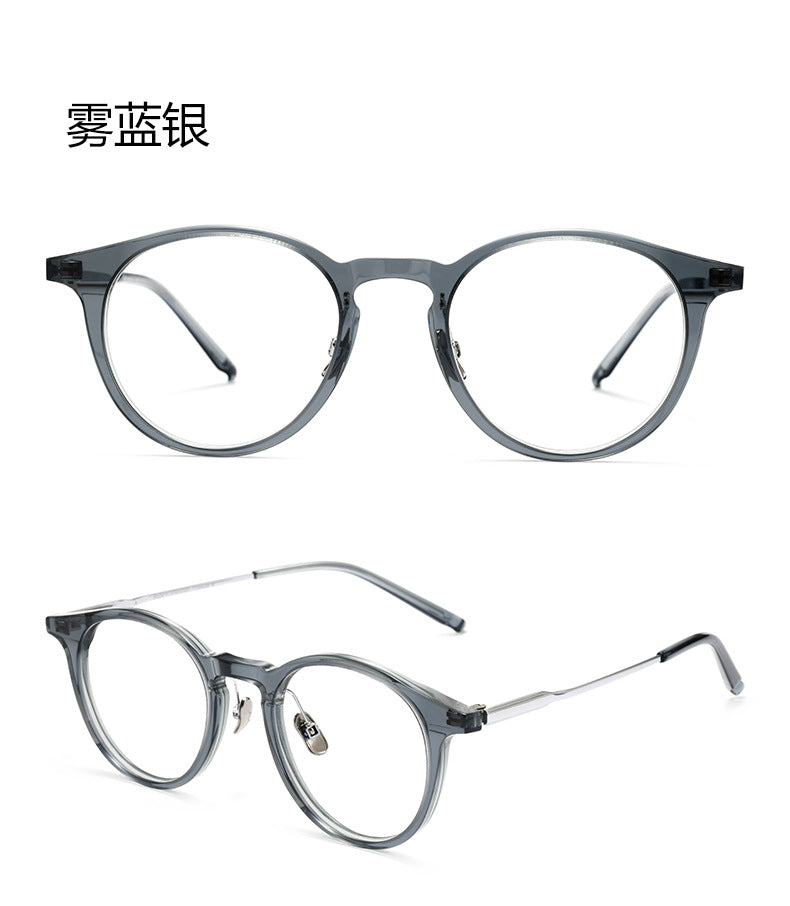 Bclear Unisex Full Rim Round Square Acetate Titanium Eyeglasses 298111.