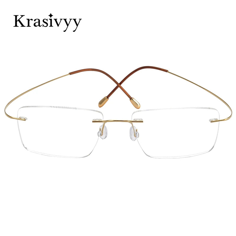 Krasivyy Mens Rimless Square Titanium Eyeglasses Kr6064 — view 12 | Krasivyy at FuzWeb