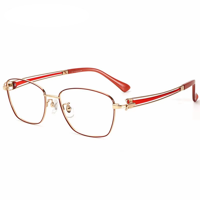 Eleccion Women's Full Rim Polygon Square Titanium Eyeglasses 95233