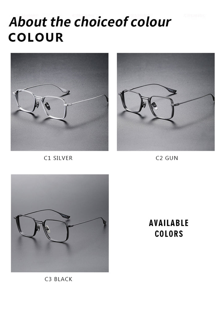 Kansept Unisex Full Rim Square Double Bridge Titanium Reading Glasses 628125.