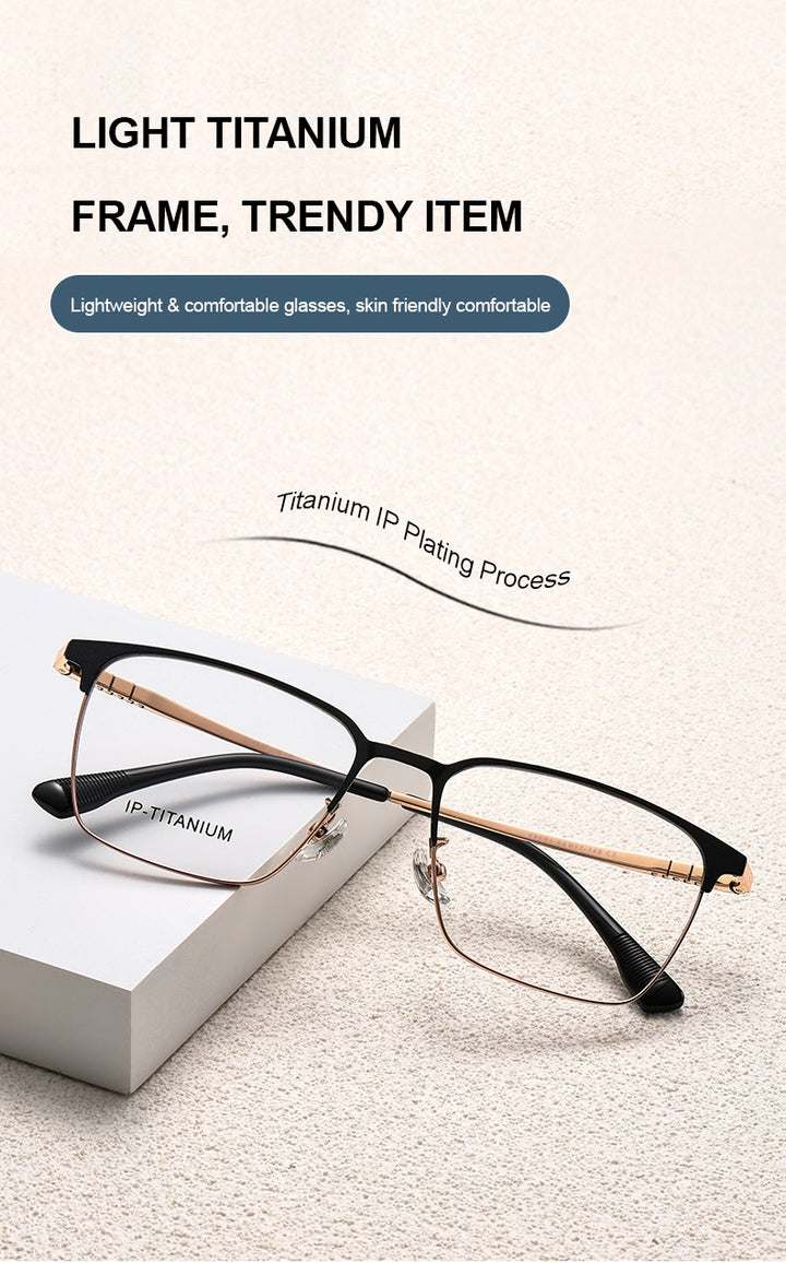 Chashma Mens Full Rim Square Titanium Eyeglasses 98601 — view 3 | Chashma at FuzWeb