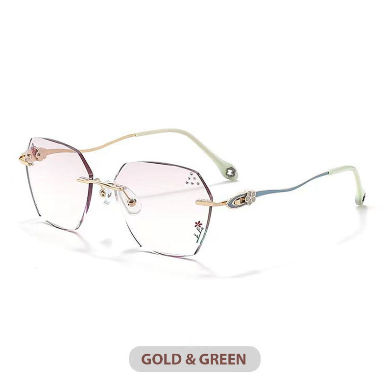 Chashma Ochki Womens Rimless Polygon Titanium Eyeglasses 315611 — view 2 | Chashma Ochki at FuzWeb