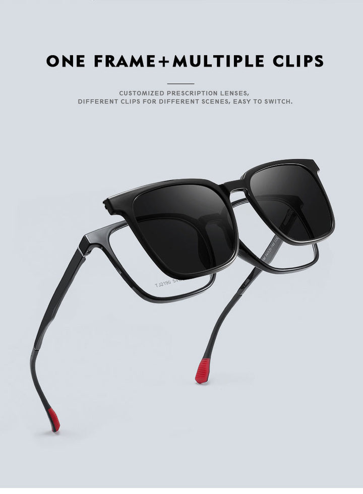 Kansept Unisex Full Rim Square Tr 90 Reading Glasses Clip On Polarized Sunglasses 2190 — view 3 | Kansept at FuzWeb