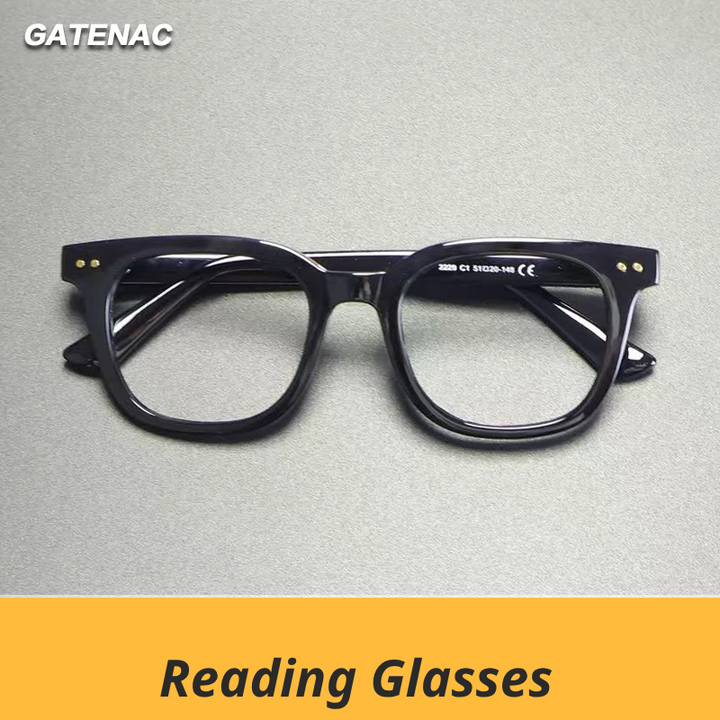 Gatenac Unisex Full Rim Square Tr 90 Titanium Reading Glasses Gxyj2229