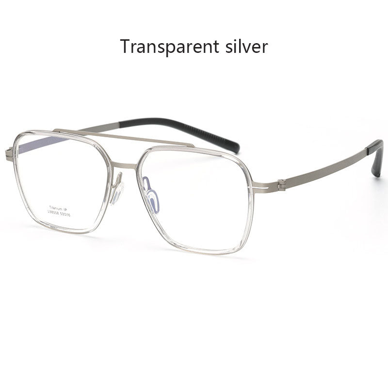 Hdcrafter Unisex Full Rim Square Double Bridge Titanium Eyeglasses 42988.