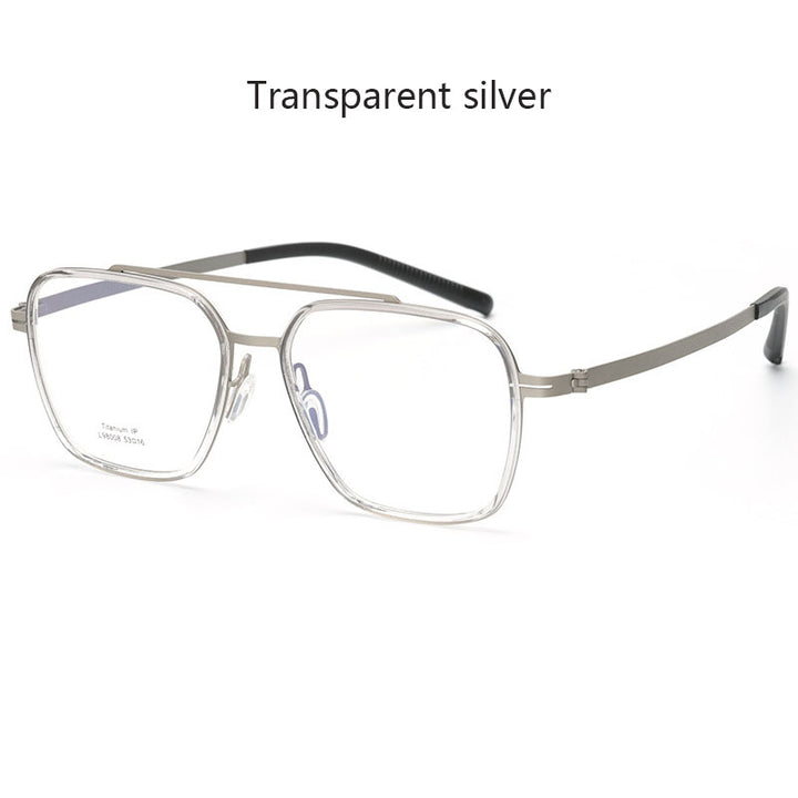Hdcrafter Unisex Full Rim Square Double Bridge Titanium Eyeglasses 42988.