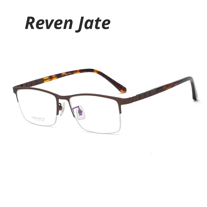 Reven Jate Unisex Semi Rim Square Acetate Titanium Eyeglasses 371075