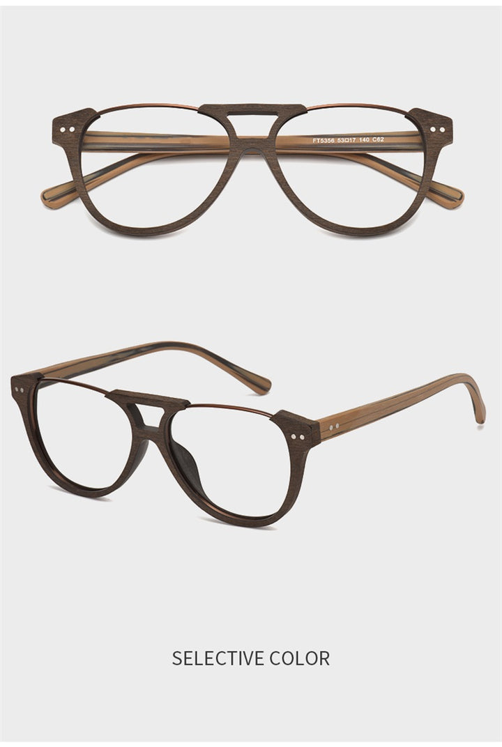 Hdcrafter Unisex Full Rim Square Double Bridge Wood Alloy Eyeglasses Ft5356 — view 8 | Hdcrafter Eyeglasses at FuzWeb