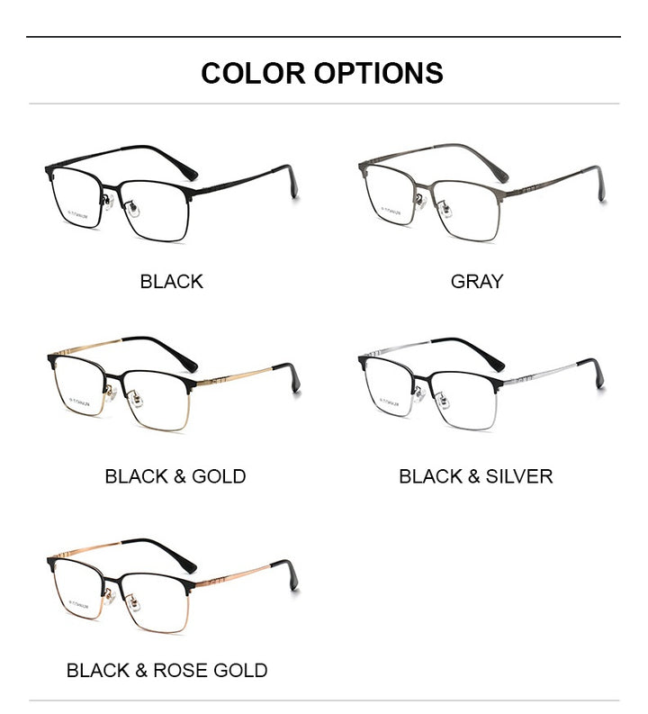 Chashma Unisex Full Rim Square Acetate Titanium Eyeglasses 798601.