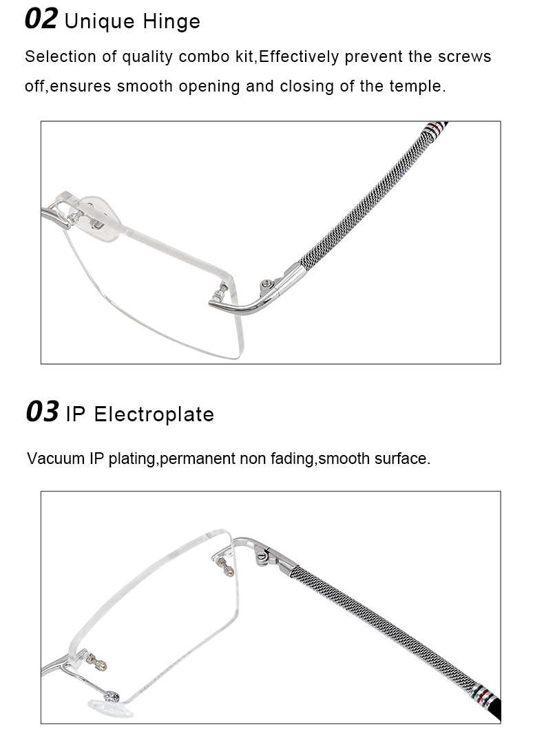 Krasivyy Unisex Rimless Square Titanium Eyeglasses 1657.