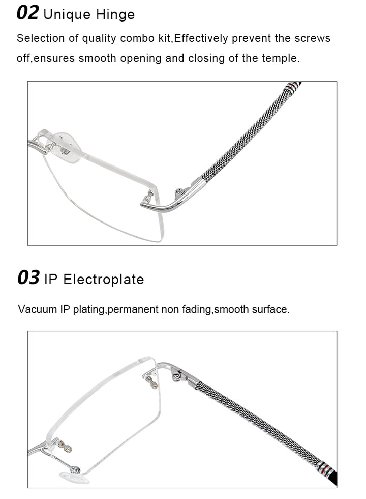 Krasivyy Unisex Rimless Square Titanium Eyeglasses 1657.
