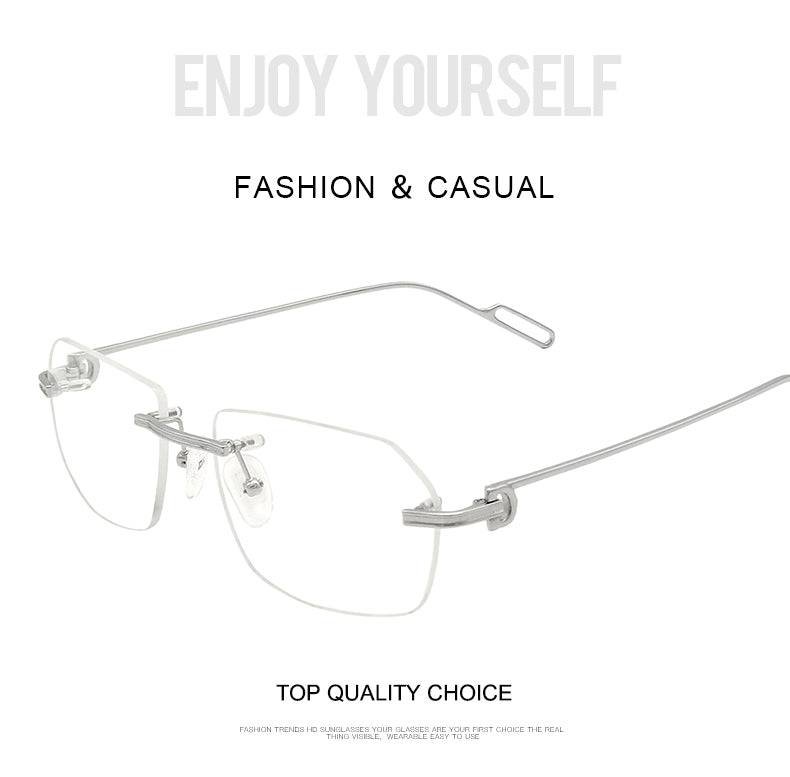 Krasivyy Unisex Rimless Polygon Square Titanium Eyeglasses 1620 — view 1 | Krasivyy at FuzWeb
