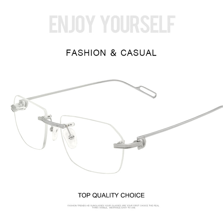 Krasivyy Unisex Rimless Polygon Square Titanium Eyeglasses 1620 — view 1 | Krasivyy at FuzWeb