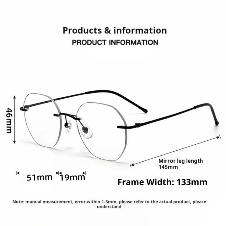 Xbora Women's Rimless Flat Top Oval Titanium-Alloy Eyeglasses 540011