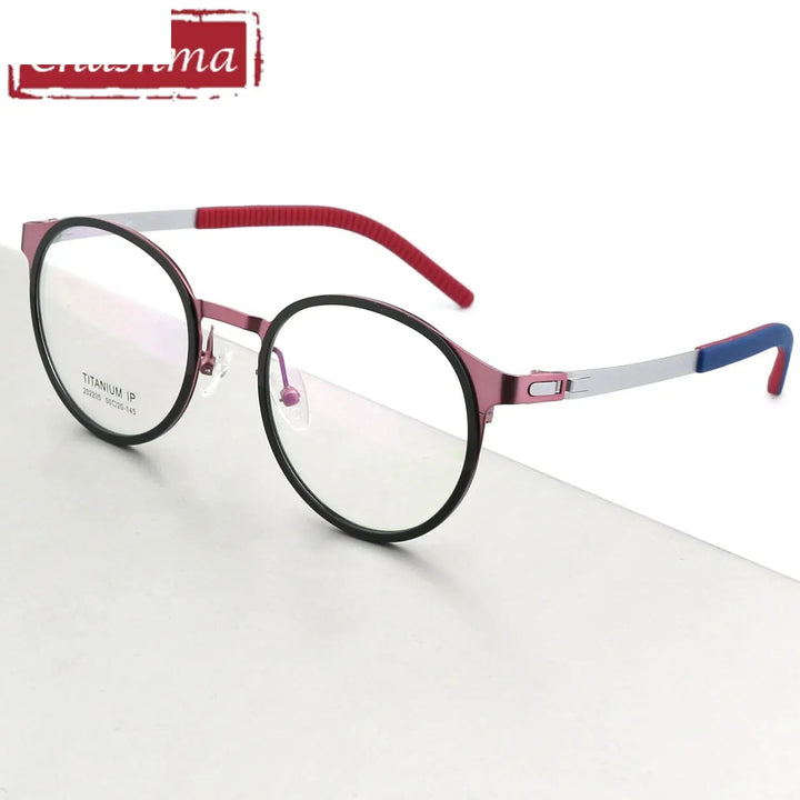 Chashma Ottica Unisex Full Rim Round Titanium Sport Eyeglasses 202205