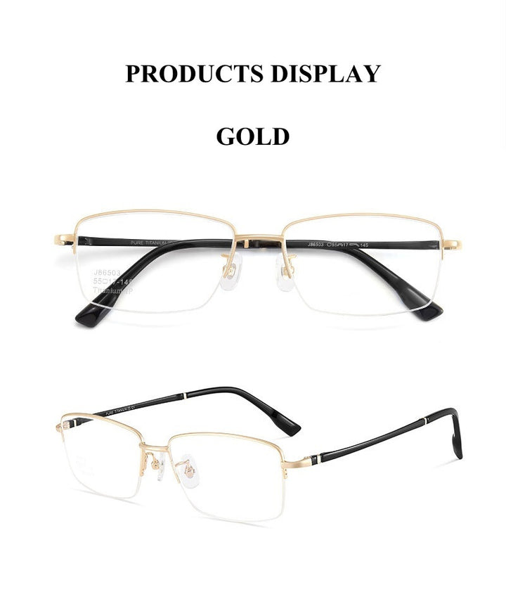 Chashma Ochki Unisex Semi Rim Square Titanium Eyeglasses 986503.