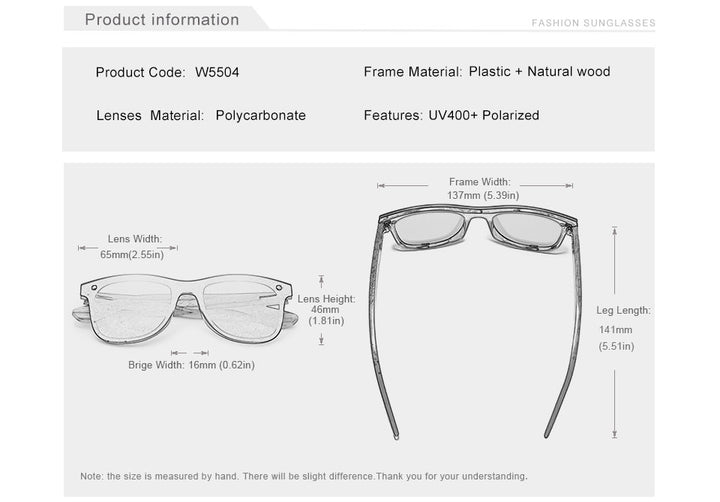 Kingsven Womens Full Rim Square Walnut Wood Sunglasses Nw5504 — view 2 | KingSeven at FuzWeb