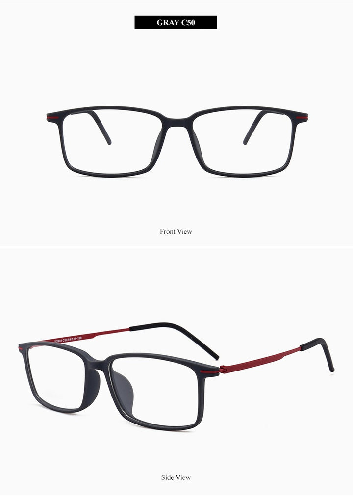 Chashma Ochki Unisex Full Rim Square Ultem Tr 90 Stainless Steel Eyeglasses 2601.