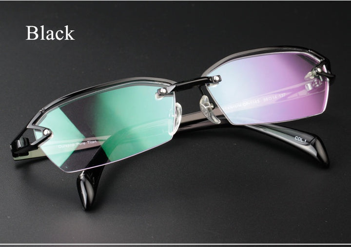 Chashma Ochki Unisex Semi Rimless Oval Titanium Eyeglasses 41143 — view 1 | Chashma Ochki at FuzWeb