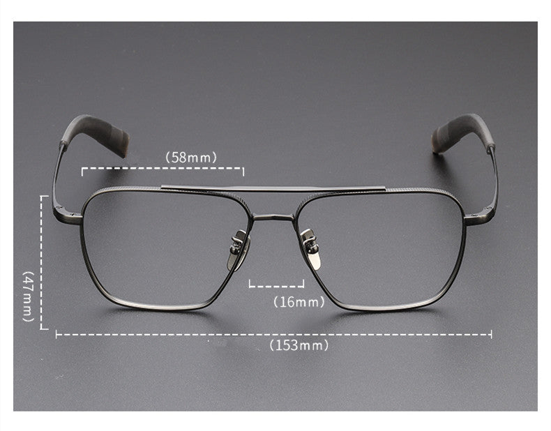 Aimee Unisex Full Rim Big Square Double Bridge Titanium Eyeglasses 5816.
