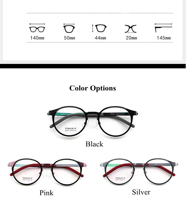 Chashma Ottica Unisex Full Rim Round Titanium Sport Eyeglasses 202205 FuzWeb