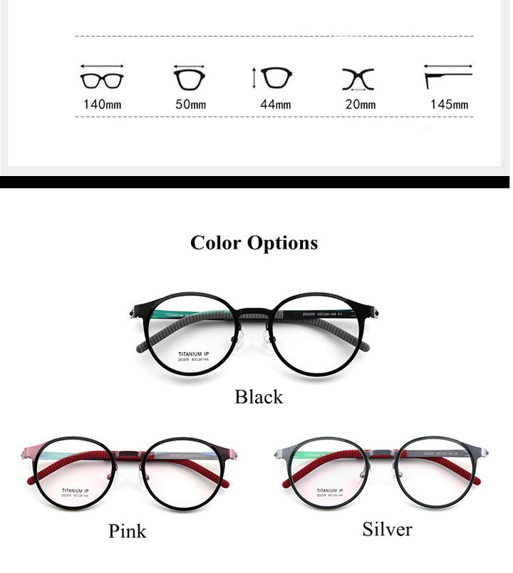 Chashma Ottica Unisex Full Rim Round Titanium Sport Eyeglasses 202205 FuzWeb