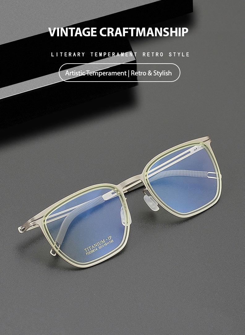 Chashma Unisex Full Rim Square Acetate Titanium Eyeglasses 8814.