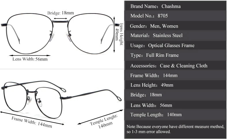 Chashma Ottica Unisex Full Rim Round Square Stainless Steel Eyeglasses — view 11 | Chashma Ottica at FuzWeb