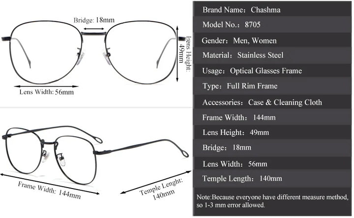 Chashma Ottica Unisex Full Rim Round Square Stainless Steel Eyeglasses — view 11 | Chashma Ottica at FuzWeb