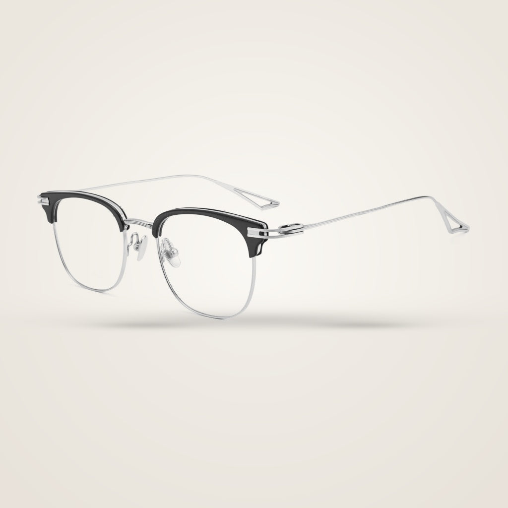 Bclear Unisex Half Rim Square TR90 Titanium Eyeglasses 80915P — view 5 | Bclear at FuzWeb