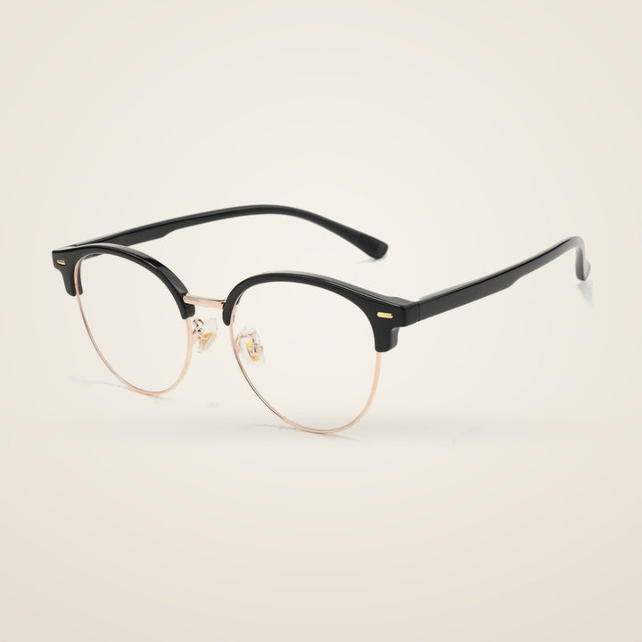 Bclear Unisex Half Rim Round TR90 Alloy Eyeglasses R6061ZF — view 1 | Bclear at FuzWeb