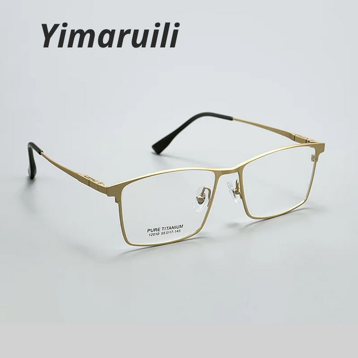 Yimaruili Men's Full Rim Square Brow Line Titanium Eyeglasses 612010