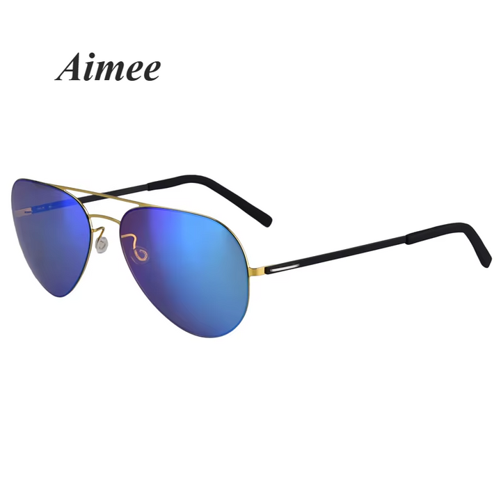 Aimee Women's Full Rim Oval  Double Bridge Titanium Sunglasses 198001