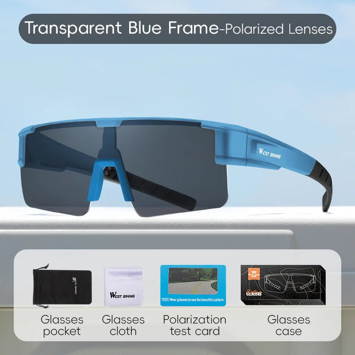 West Biking Unisex Semi Rim Square Over Frame Polycarbonate Sunglasses 770703 - FuzWeb