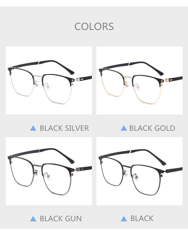 Kocolior Unisex Full Rim Square Titanium Alloy Hyperopic Reading Glasses 6120 — view 3 | Kocolior at FuzWeb
