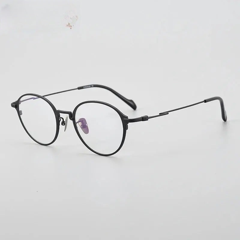 Chashma Ochki Unisex Full Rim Round Titanium Eyeglasses 360046.