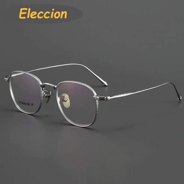 Eleccion Women's Full Rim Oval Square Titanium Eyeglasses 93090 Full Rim Eleccion Silver