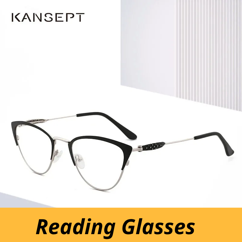 Kansept Women's Full Rim Cat Eye Acetate Steel Reading Glasses 513743