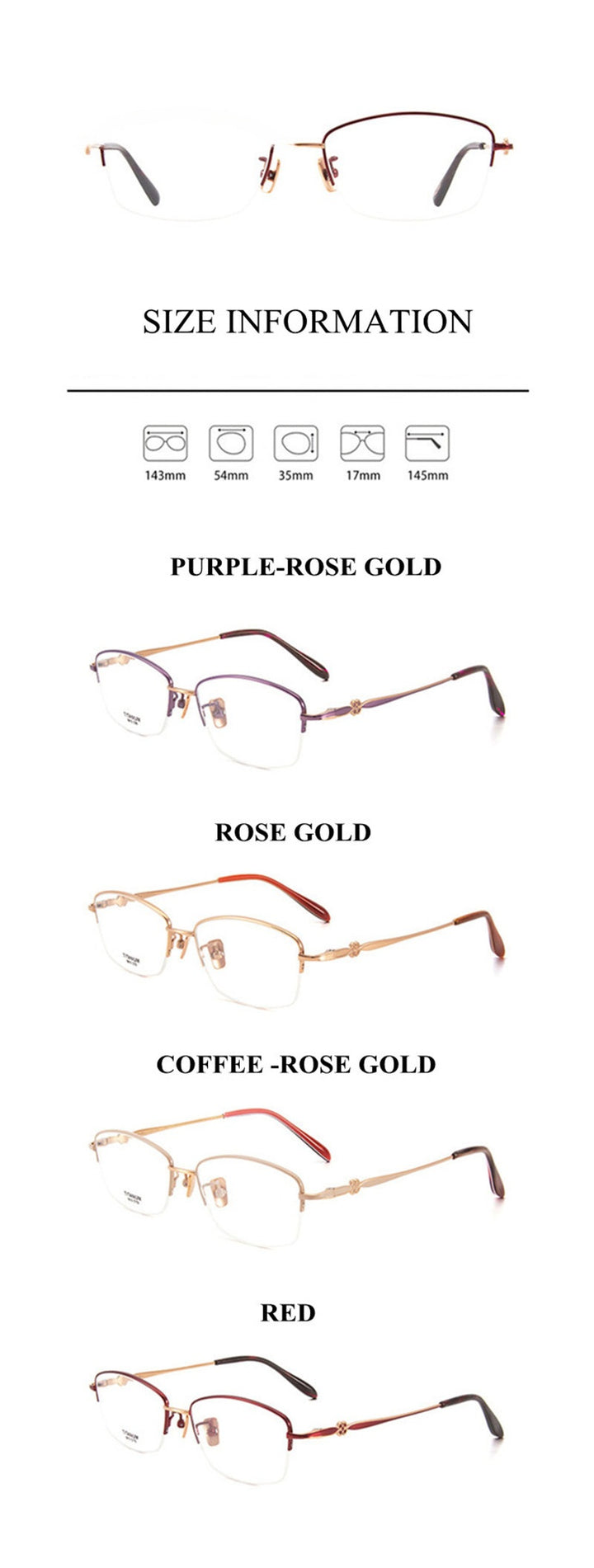 Chashma Ottica Womens Semi Rim Oval Square Titanium Eyeglasses 776810 — view 2 | Chashma Ottica at FuzWeb