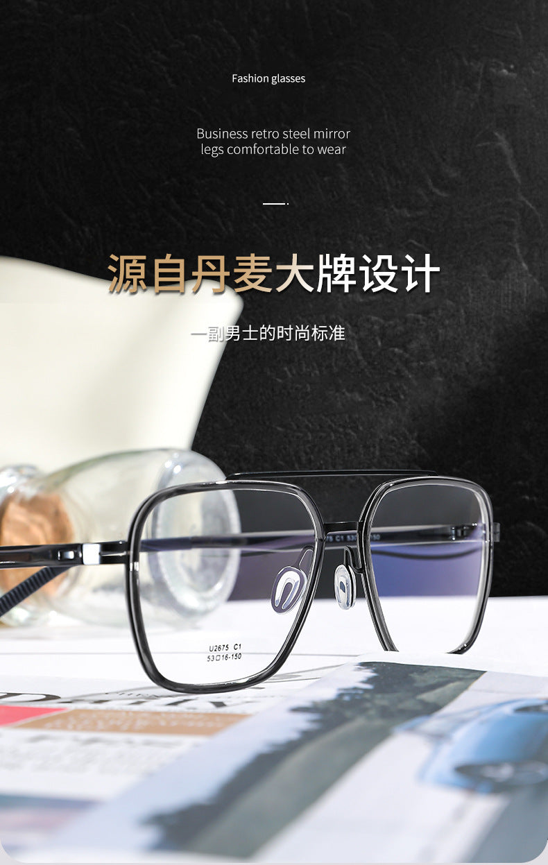 Reven Jate Unisex Full Rim Square Double Bridge Titanium Eyeglasses 42675 — view 1 | Reven Jate at FuzWeb