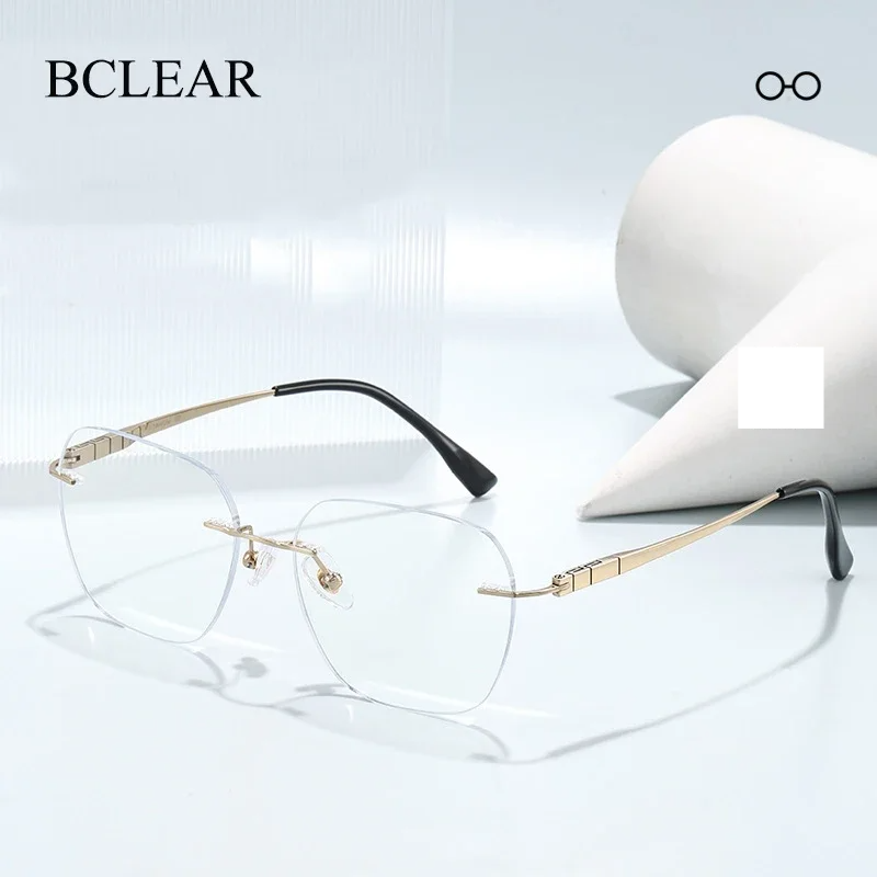 Bclear Women's Rimless Polygon Square Titanium Eyeglasses 694710