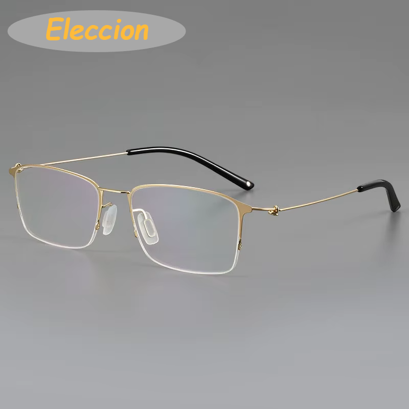 Eleccion Unisex Semi Rim Square Screwless Titanium Eyeglasses 64295