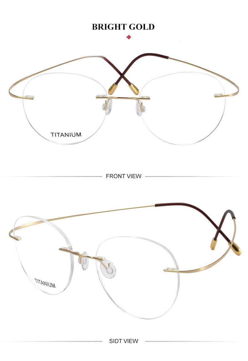 Chashma Ochki Unisex Rimless Round Titanium Eyeglasses 16017.